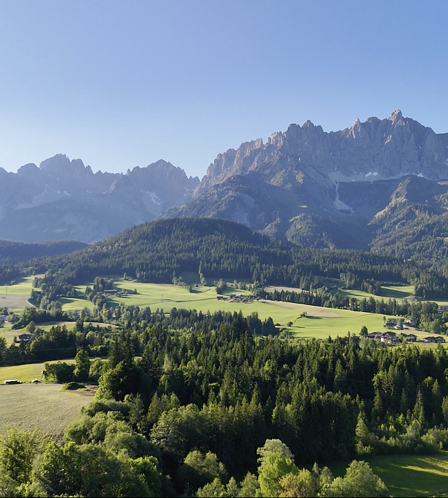 Ausblick auf den Wilden Kaiser bei Going